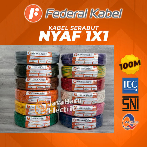 Kabel Listrik Serabut FEDERAL KABEL NYAF 1x1 100m Roll