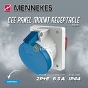 MENNEKES Panel Mount Socket Receptacle 2P+E / 3 Pin 63A IP44