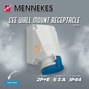 MENNEKES Wall Mount Socket Receptacle 2P+E / 3 Pin 63A IP44
