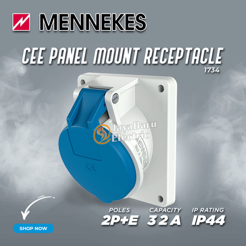 MENNEKES Panel Mount Socket Receptacle 2P+E / 3 Pin 32A IP44