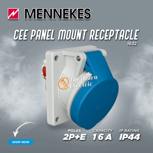MENNEKES Plug Panel Mount Socket Receptacle Set 2P+E / 3 Pin 16A IP44