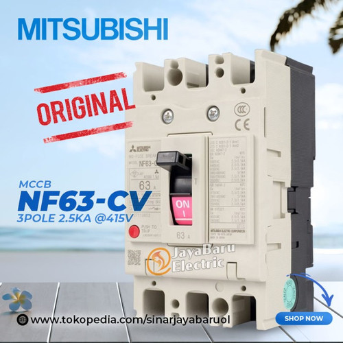 MCCB NFB Mitsubishi NF63-CV NF63CV 3P 16A 20A 25A 32A 40A 50A 63A