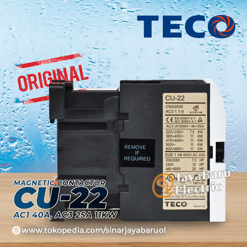 Kontaktor Contactor TECO CU-22 CU22 24V 110V 220V 380V