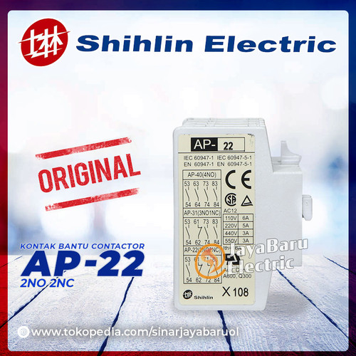 Kontak Bantu Auxiliary Aux Kontaktor SHIHLIN AP-22 AP22 2NO 2NC