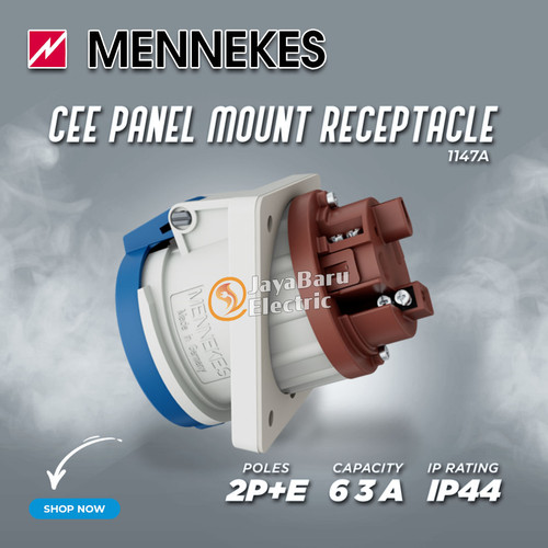 MENNEKES Panel Mount Socket Receptacle 2P+E / 3 Pin 63A IP44