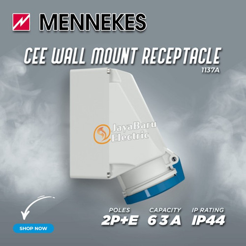 MENNEKES Wall Mount Socket Receptacle 2P+E / 3 Pin 63A IP44