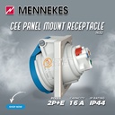 MENNEKES Panel Mount Socket Receptacle 2P+E / 3 Pin 16A IP44