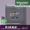 Stop Kontak International + USB SCHNEIDER PIENO Putih Silver Lavender