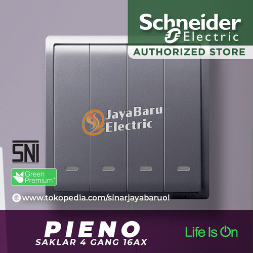 Saklar SCHNEIDER PIENO 4Gang 4 Gang 1 Arah Hotel Putih Silver Lavender