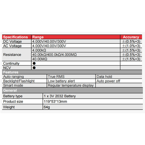 ZOYI ZT-KP2 Smart Auto Multitester Avometer Digital Buzer AC/DC HZ