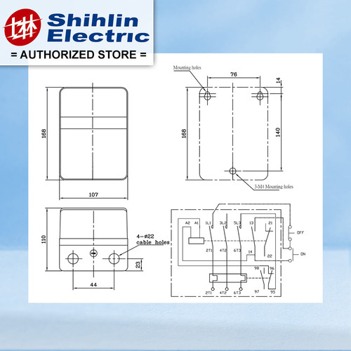 SHIHLIN DOL Magnetic Motor Starter MSP21PBE MS-P21PBE Dengan Push Button