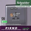 Stop Kontak International + USB SCHNEIDER PIENO Putih Silver Lavender