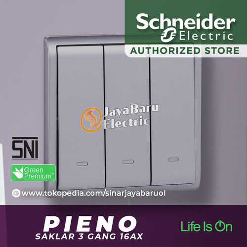 Saklar SCHNEIDER PIENO 3Gang 3 Gang 1 Arah Hotel Putih Silver Lavender