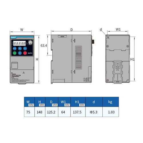 Inverter CHINT NVF5 NVF5-TS4-B 3P 3Phase 0.4kW 0.75kW 1.5kW 2.2kW 380V
