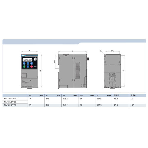 Inverter CHINT NVF5 NVF5/TD2 1P 1Phase 0.75kW 1.5kW 2.2kW 230V