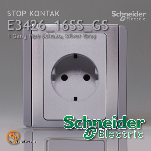 Stop Kontak Schuko SCHNEIDER NEO Putih Grey Silver