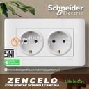 Stop Kontak Schuko SCHNEIDER ZENCELO 2Gang 2 Gang Putih Silver Bronze