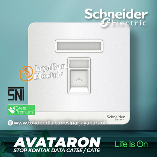 Stop Kontak Data Cat5E Cat6 SCHNEIDER AvatarOn Putih Gold Grey Wood