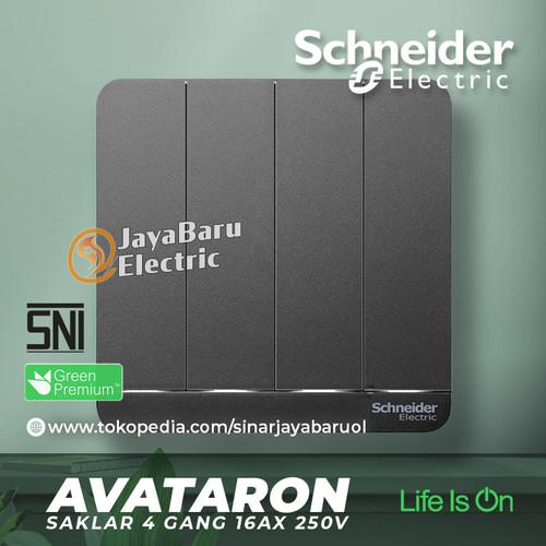 Saklar SCHNEIDER AvatarOn Avatar On 4Gang 4 Gang 1Arah Hotel Dark Grey
