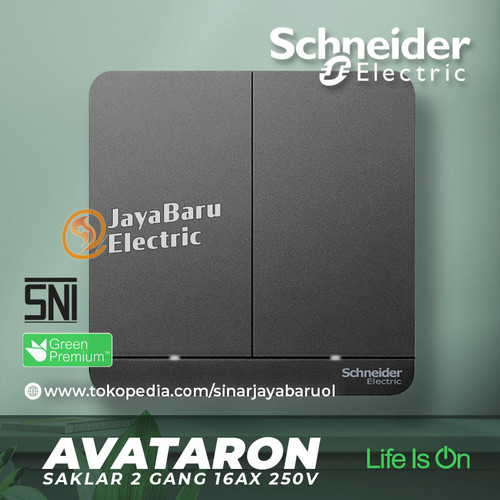 Saklar SCHNEIDER AvatarOn Avatar On 2Gang 2 Gang 1Arah Hotel Dark Grey