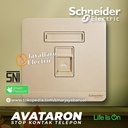 Stop Kontak Telepon SCHNEIDER AvatarOn Putih Gold Dark Grey Wood