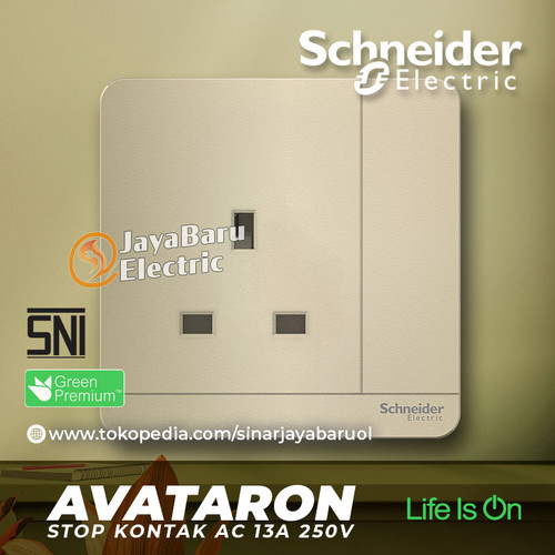 Stop Kontak AC SCHNEIDER AvatarOn Avatar On Putih Gold Dark Grey Wood