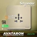 Stop Kontak Internasional SCHNEIDER AvatarOn Putih Gold Dark Grey Wood
