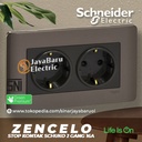 Stop Kontak Schuko SCHNEIDER ZENCELO 2Gang 2 Gang Putih Silver Bronze