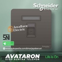 Stop Kontak Telepon SCHNEIDER AvatarOn Putih Gold Dark Grey Wood