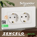 Stop Kontak Schuko SCHNEIDER ZENCELO 2Gang 2 Gang Putih Silver Bronze
