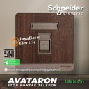 Stop Kontak Telepon SCHNEIDER AvatarOn Putih Gold Dark Grey Wood