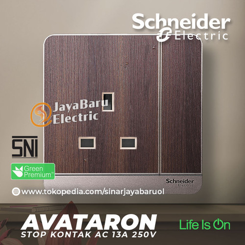Stop Kontak AC SCHNEIDER AvatarOn Avatar On Putih Gold Dark Grey Wood