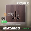 Stop Kontak Internasional SCHNEIDER AvatarOn Putih Gold Dark Grey Wood