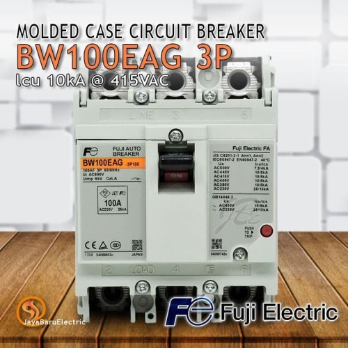 CIRCUIT MCCB FUJI BW100 BW100EAG BW100-EAG 3P 75A 100A