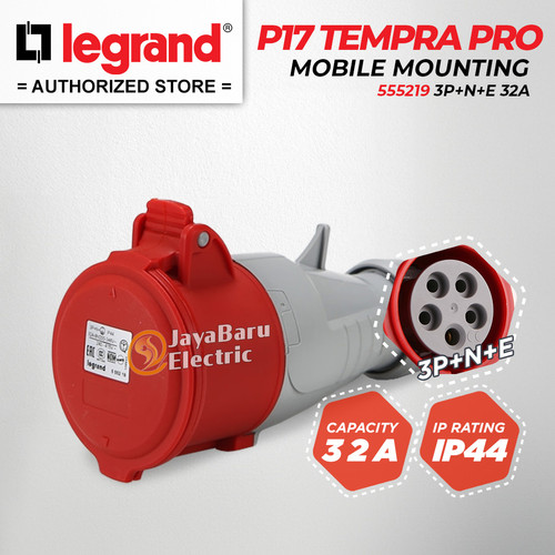 Legrand Mobile Mounting Socket 3P+N+E / 5 Pin 32A P17 Tempra 555219