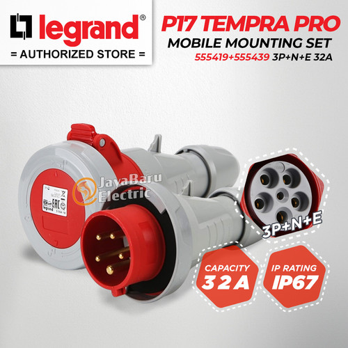 Legrand Paket Set Plug Mobile Mounting Socket 3P+N+E / 5 Pin 32A IP67
