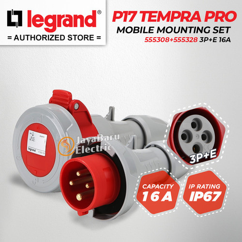 Legrand Paket 1 Set Plug Mobile Mounting Socket 3P+E / 4 Pin 4Pin 16A IP67 P17 Tempra Pro 555308 555328