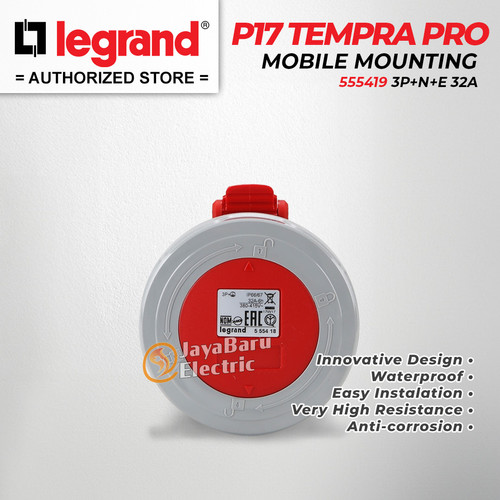 Legrand Mobile Mounting Socket 3P+N+E / 5 Pin 32A P17 Tempra 555419
