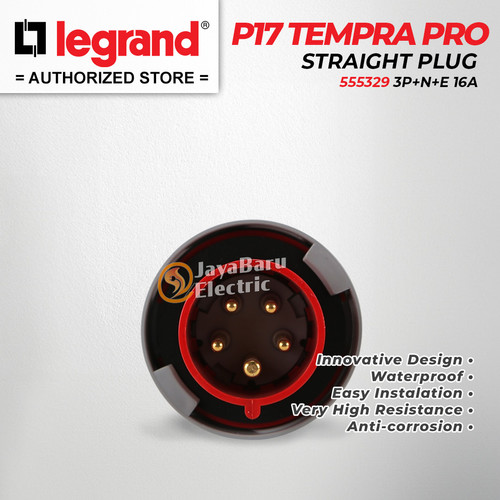Legrand Straight Plug 3P+N+E / 5 Pin 16A P17 Tempra Pro 555329