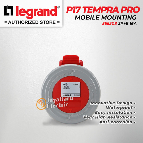 Legrand Mobile Mounting Socket 3P+E / 4 Pin 4Pin 16A IP67 P17 Tempra Pro 555308