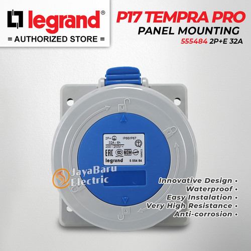 Legrand Panel Mounting Socket 2P+E / 3 Pin 32A P17 Tempra Pro 555484