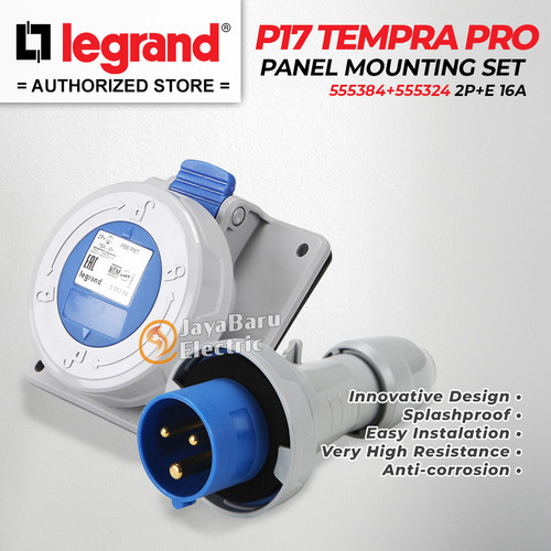 Legrand Paket 1 Set Plug Panel Mounting Socket 2P+E / 3 Pin 16A IP67