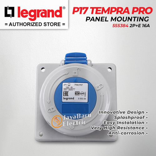Legrand Panel Mounting Socket 2P+E / 3 Pin 16A P17 Tempra Pro 555384
