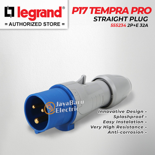 Legrand Straight Plug 2P+E / 3 Pin 32A P17 Tempra Pro 555234