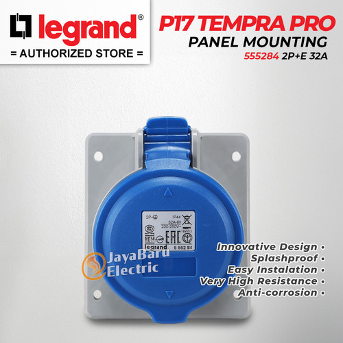 Legrand Panel Mounting Socket 2P+E / 3 Pin 32A P17 Tempra Pro 555284