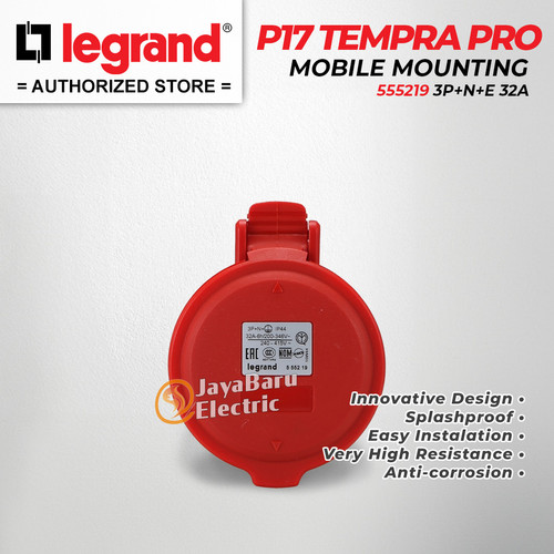 Legrand Mobile Mounting Socket 3P+N+E / 5 Pin 32A P17 Tempra 555219