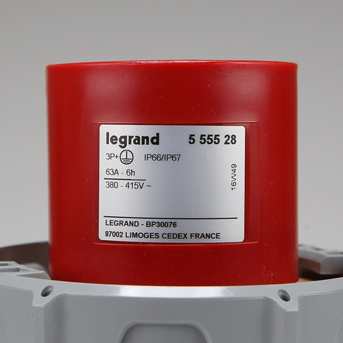 Legrand Straight Plug 3P+E / 4 Pin 63A P17 Tempra Pro 555528