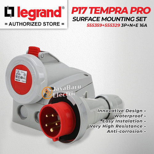Legrand Paket Set Plug Surface Mounting Socket 3P+N+E / 5 Pin 5Pin 16A IP67 P17 Tempra Pro 555359 555329