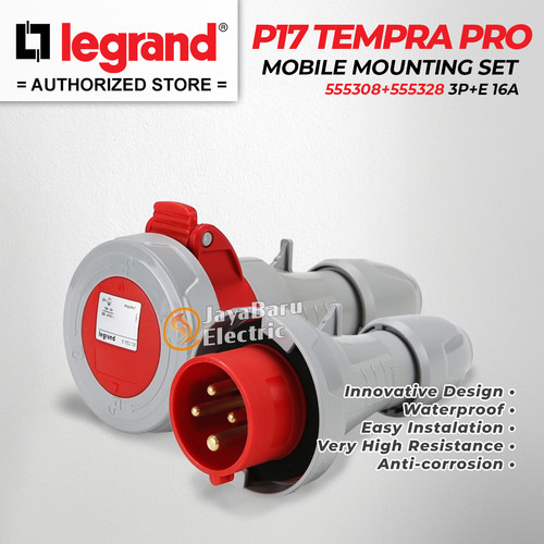 Legrand Paket 1 Set Plug Mobile Mounting Socket 3P+E / 4 Pin 4Pin 16A IP67 P17 Tempra Pro 555308 555328