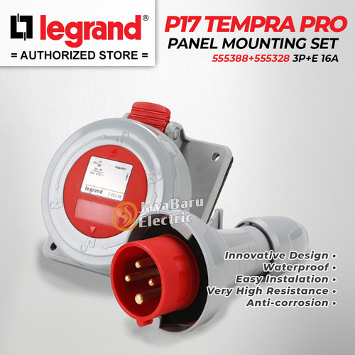 Legrand Paket 1 Set Plug Panel Mounting Socket 3P+E / 4 Pin 4Pin 16A IP67 P17 Tempra Pro 555388 555328